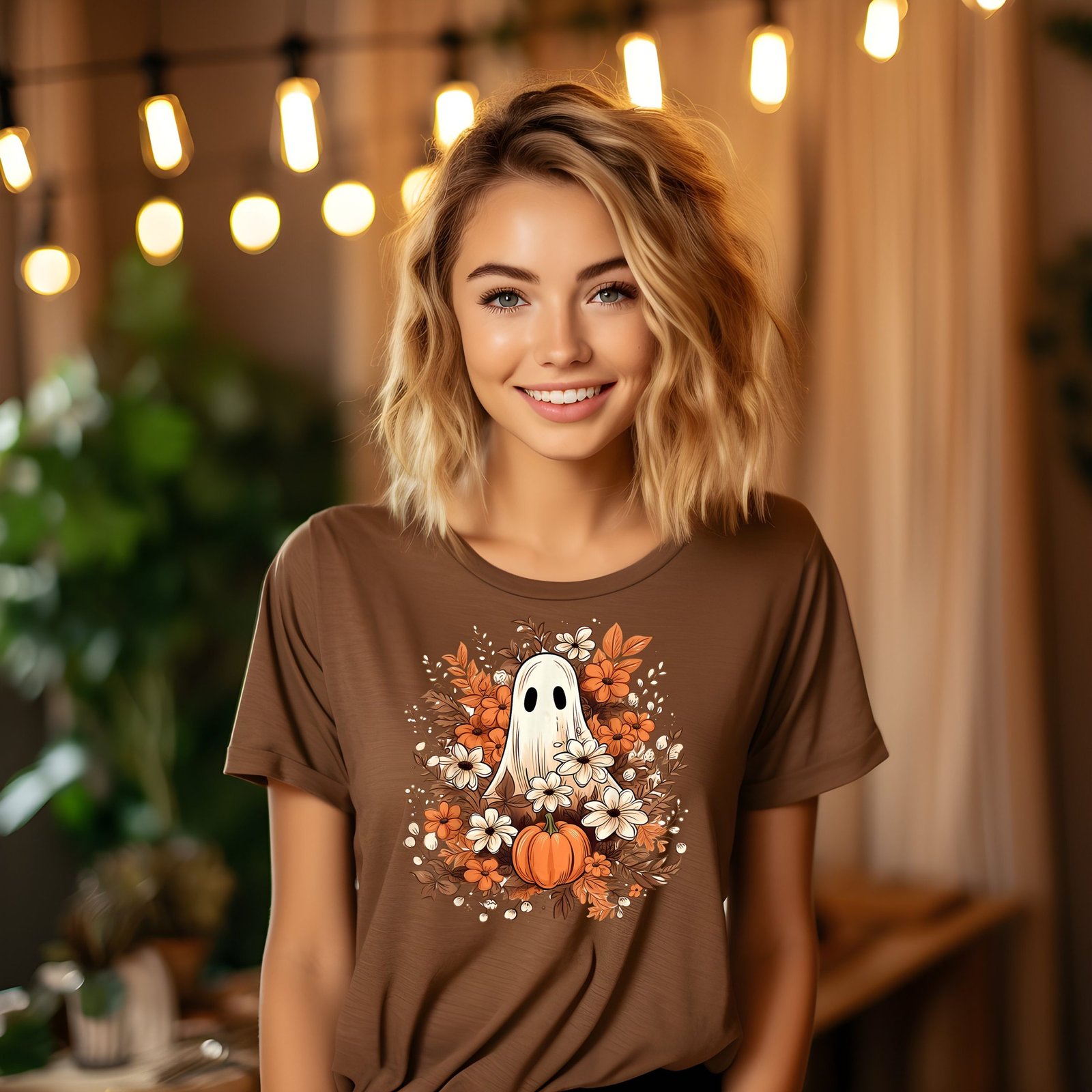 Halloween Spooky Ghost Shirt, Floral Ghost Tee, Halloween Fall Shirt